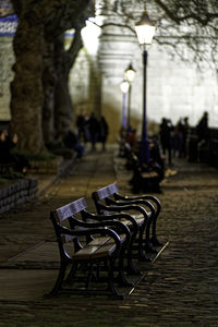 Empty bench in park