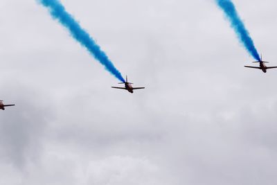 Low angle view of airplane flying in sky