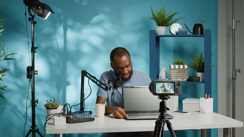 Man working on table