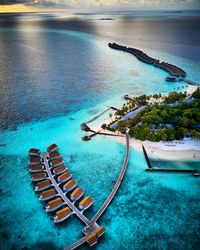 Aerial view of tourist resort in sea