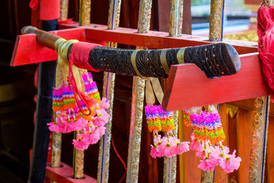 Samurai sword by floral decoration