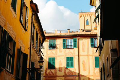 Low angle view of buildings in town