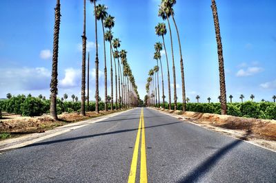 Empty road against blue sky