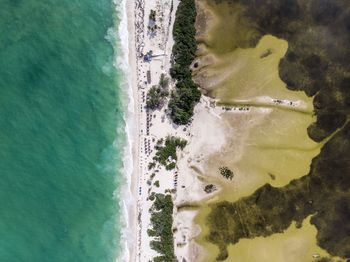 High angle view of people on beach