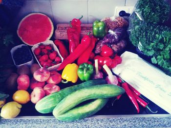 Variety of food on table
