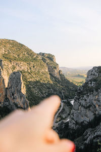 Scenic view of rocky mountains against sky