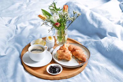 Close-up of breakfast on table