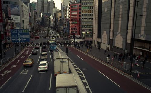 Traffic on road in city