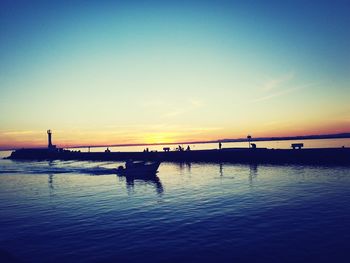 Scenic view of sea at sunset