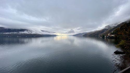 Scenic view of lake against sky