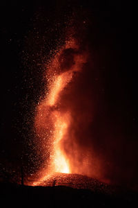 Volcano eruption on cumbre vieja, la palma island, canary islands