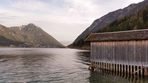 Scenic view of lake against sky