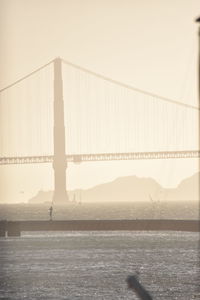 Suspension bridge over river