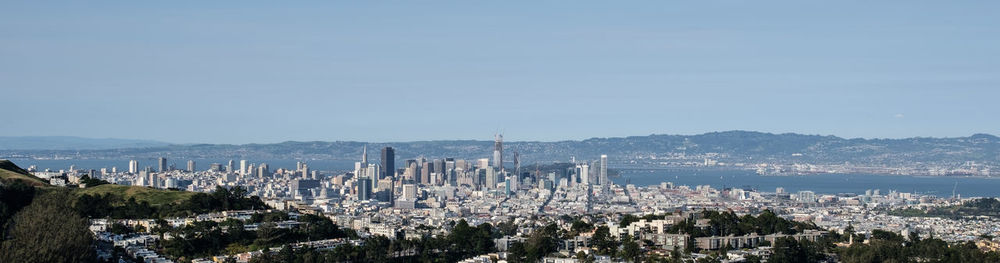 Panoramic view of cityscape against sky