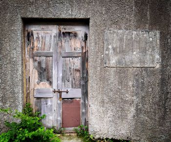 Closed door of old building