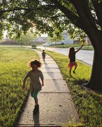 Friends playing at park