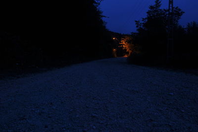 Road in winter at night