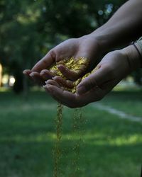 Glitter falling from hands