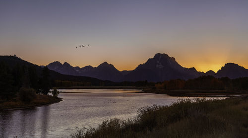 View of lake at sunset