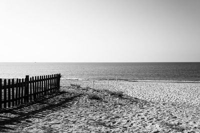 Scenic view of sea against clear sky