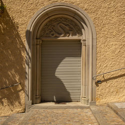 Closed door of old building
