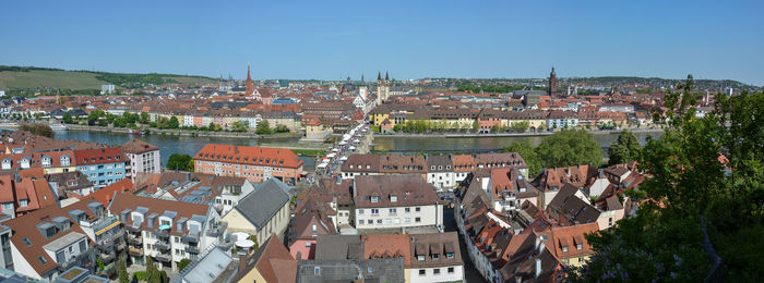 High angle view of townscape against sky