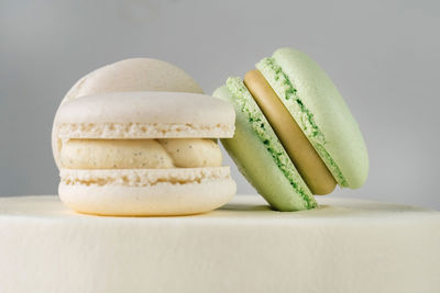 Close-up of macaroons on table