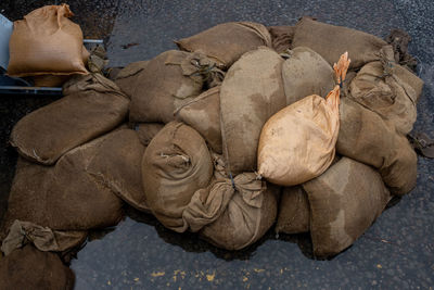 High angle view of meat in market