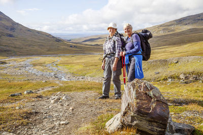 Senior women hiking