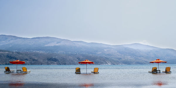 Scenic view of sea against clear sky