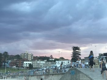 View of city against cloudy sky