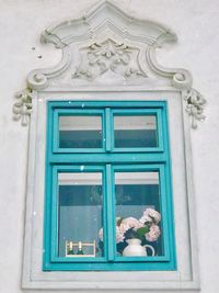Window on blue door