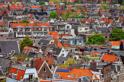 High angle view of buildings in city