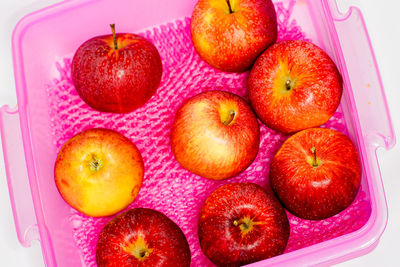 High angle view of fruits in bowl