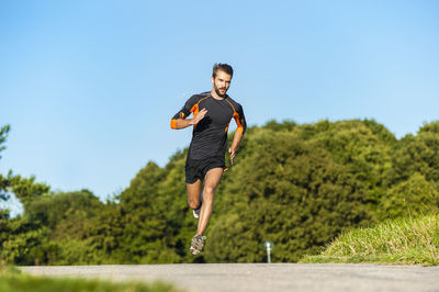 Man running on rural path