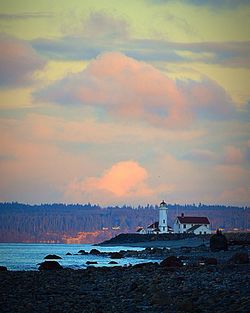 Scenic view of sea at sunset