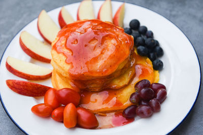 Close-up of breakfast served in plate