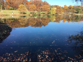 Reflection of trees on lake during autumn