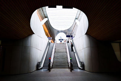 Interior of subway with escalators