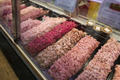 High angle view of food for sale in store