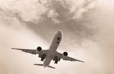 Low angle view of airplane in flight