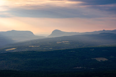 Scenic view of landscape against sky during sunset