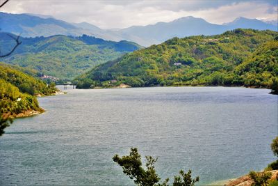 Scenic view of lake and mountains