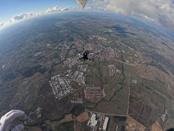 High angle view of cityscape, Évora skydive