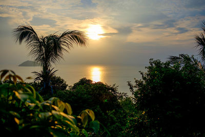 Scenic view of sea against sky at sunset