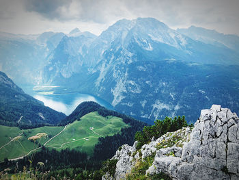 Scenic view of mountains against sky