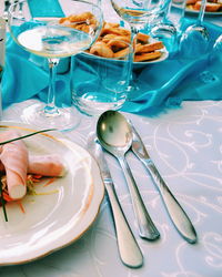 Food served in plates on table at restaurant