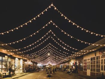 Illuminated building at night