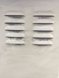 Close-up of objects in row