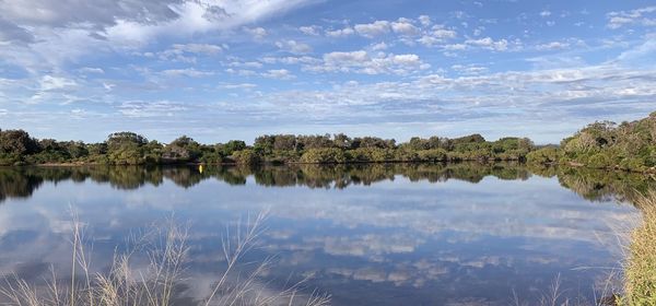 Panoramic view of lake against sky